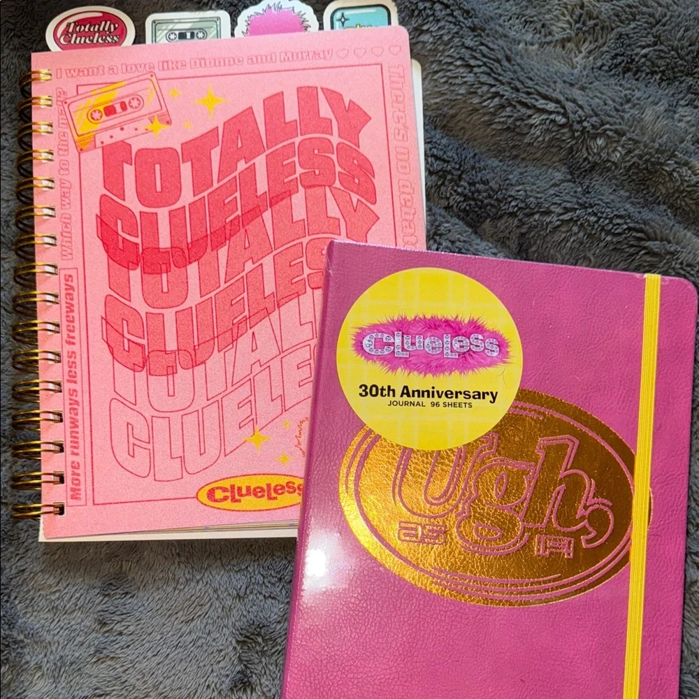 2 Clueless Pink Journals Set- 30th Anniversary! BONUS FUZZY PEN like Cher used!
